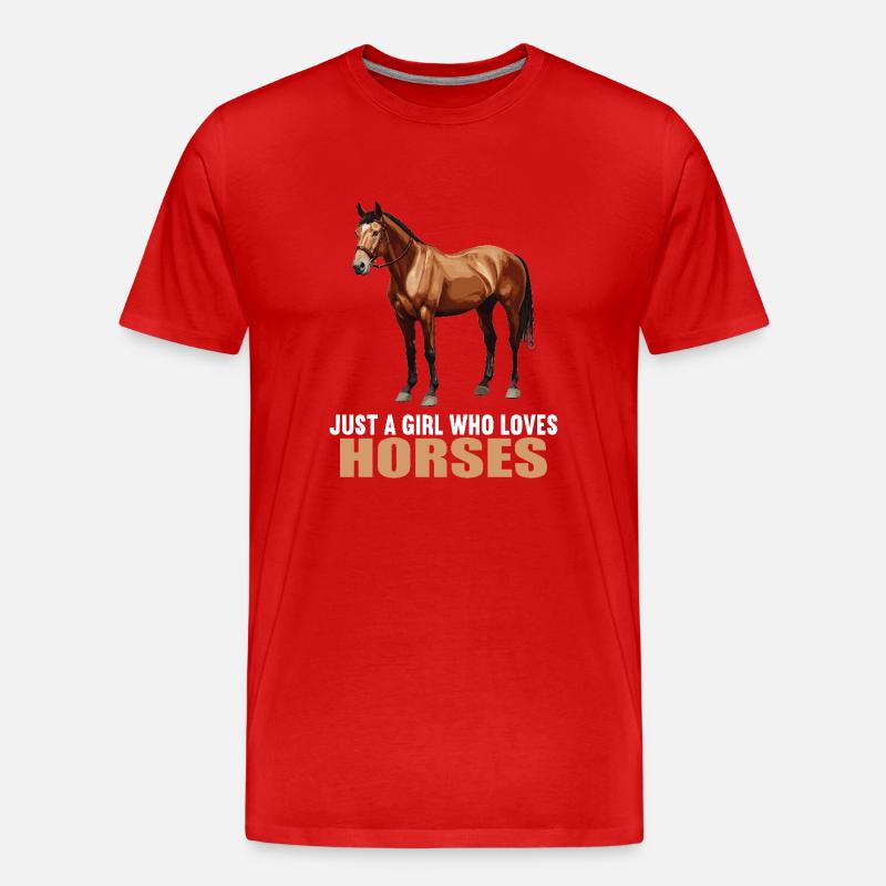 Pferde Pferd - Männer Premium Bio T-Shirt - Rot