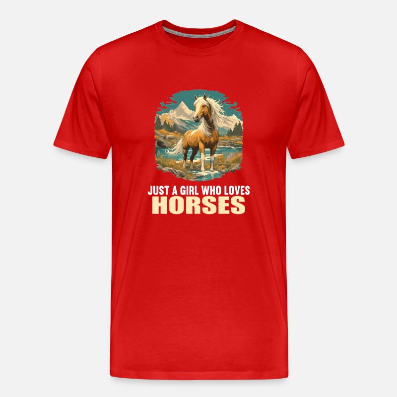 Pferde Pferd - Männer Premium Bio T-Shirt - Rot