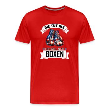 Die tut nix der will nur Boxen lustiges Geschenk - Männer Premium Bio T-Shirt - Rot - Vorne - Damien (186cm)