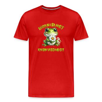 Karneval Frosch KÜSSEN ERLAUBT BIN VERZAUBERT - Männer Premium Bio T-Shirt - Rot - Vorne - Damien (186cm)
