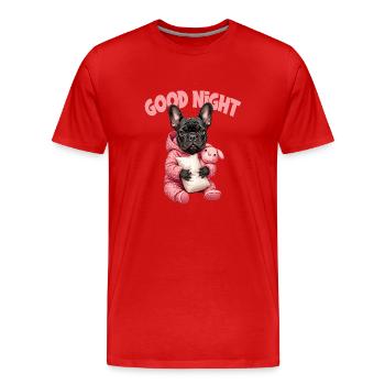 Niedliche Gute Nacht Französische Bulldogge - Männer Premium Bio T-Shirt - Rot - Vorne - Damien (186cm)