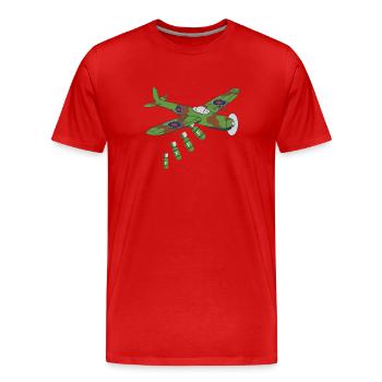 Retro Airplane with Bomb Motif from Second - Men's Premium Organic T-Shirt - red - Front - Damien (186cm)