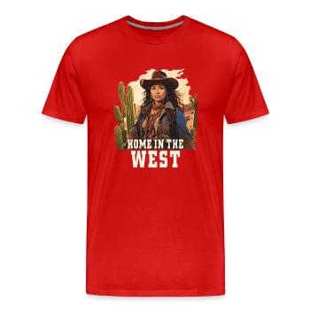 MAISON FRAU À L’OUEST - T-shirt bio Premium Homme - rouge - Devant - Damien (186cm)