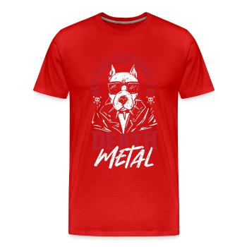 Metalhead Headbanger Musique lourde Death Metal Chien - T-shirt bio Premium Homme - rouge - Devant - Damien (186cm)