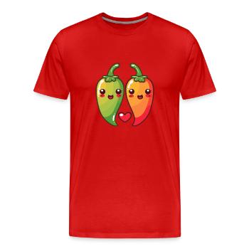Chilli Paar Liebe Herz Comic - Männer Premium Bio T-Shirt - Rot - Vorne - Damien (186cm)