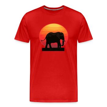 Eléphant au lever du soleil - T-shirt bio Premium Homme - rouge - Devant - Damien (186cm)