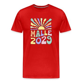 Malle 2029 - Männer Premium Bio T-Shirt - Rot - Vorne - Damien (186cm)