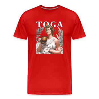 Mrs. TOGA - Men's Premium Organic T-Shirt - red - Front - Damien (186cm)