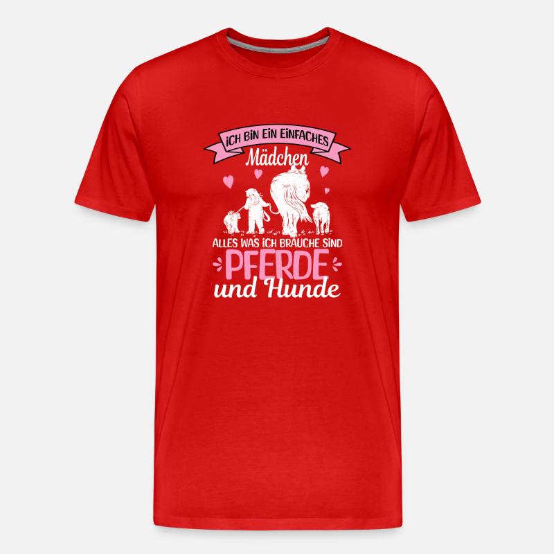 Einfaches Mädchen Pferde - Männer Premium Bio T-Shirt - Rot