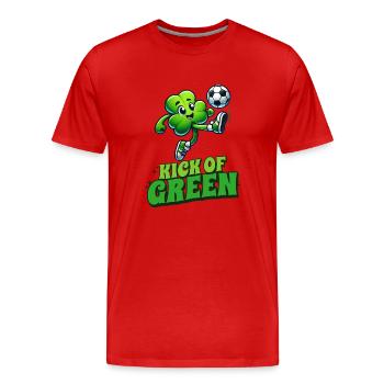 Kick of Green - Design inspiré du football et de la chance - T-shirt bio Premium Homme - rouge - Devant - Damien (186cm)