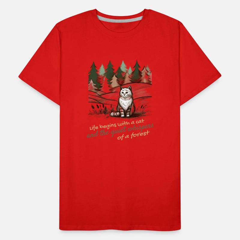 Conception de chat et de forêt - Nature paisible T-shirt bio Premium Homme