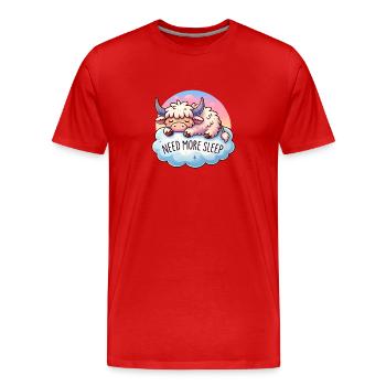 Cute Highland Cow Sleep Lover - Peaceful Bedtime - Men's Premium Organic T-Shirt - red - Front - Damien (186cm)