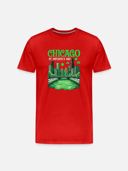 Chicago River St. Patrick's Day - Men's Premium Organic T-Shirt - red