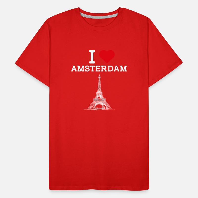 J’aime Amsterdam Pays-Bas Drapeau de la Tour Eiffel T-shirt bio Premium Homme