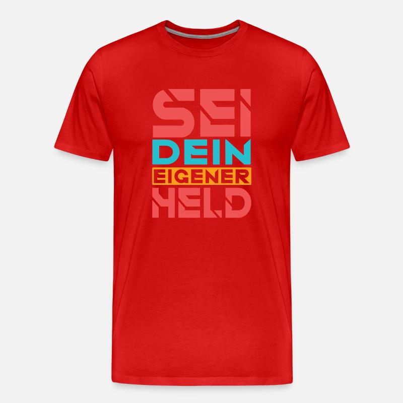 Sei dein eigener Held - Männer Premium Bio T-Shirt - Rot