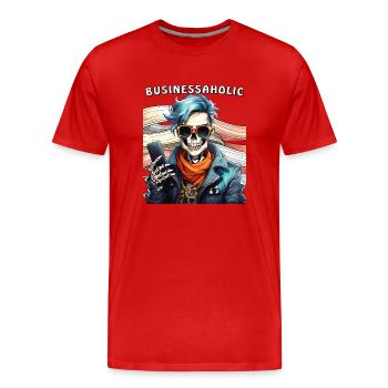 SKELETT MANN BUSINESSAHOLIC - Männer Premium Bio T-Shirt - Rot - Vorne - Damien (186cm)
