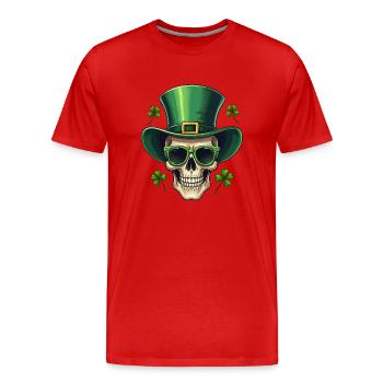 Crâne irlandais de la Saint-Patrick - T-shirt bio Premium Homme - rouge - Devant - Damien (186cm)