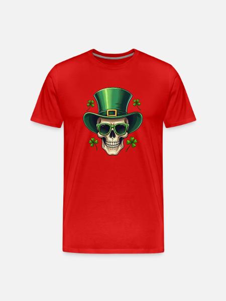 St Patrick's Day Irish Skull - Men's Premium Organic T-Shirt - red
