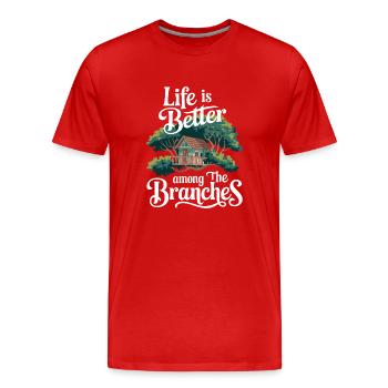 Constructeur de cabanes dans les arbres Construction de cabane dans les arbres - T-shirt bio Premium Homme - rouge - Devant - Damien (186cm)