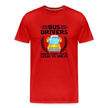 Des chauffeurs d’autobus où chaque itinéraire mène au sourire - T-shirt bio Premium Homme - rouge - Devant - Damien (186cm)