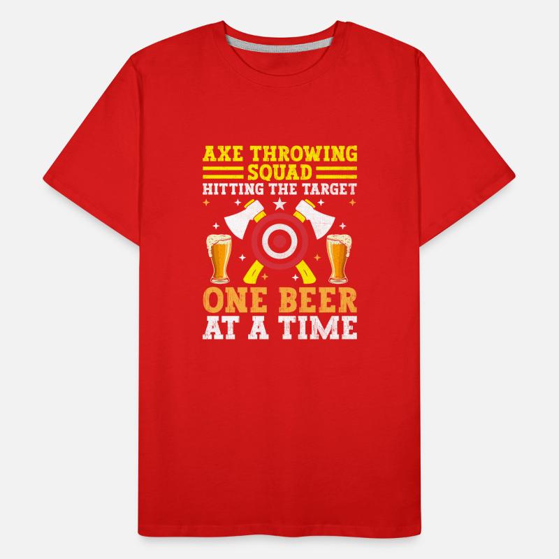 Axe Throwing Squad Hitting The Target One Beer At Men's Premium Organic T-Shirt