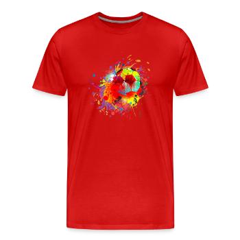 Maillot De Foot Football Ballon Foot Rétro Coloré - T-shirt bio Premium Homme - rouge - Devant - Damien (186cm)