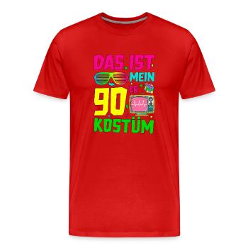 Das ist mein 90er Kostüm - Männer Premium Bio T-Shirt - Rot - Vorne - Damien (186cm)