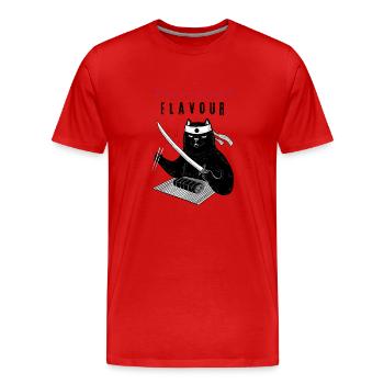 Purrrfect Flavour – Sushi Chef Cat - Men's Premium Organic T-Shirt - red - Front - Damien (186cm)