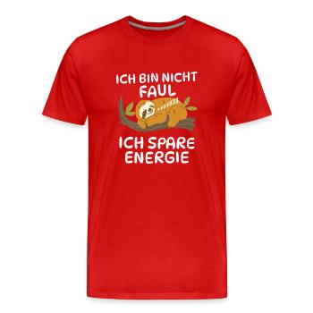 Le paresseux économise de l’énergie - T-shirt bio Premium Homme - rouge - Devant - Damien (186cm)