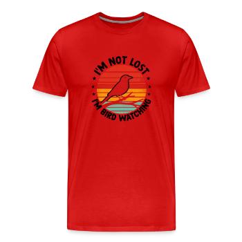 Je ne suis pas perdu Je suis Observation des oiseaux Observation des oiseaux - T-shirt bio Premium Homme - rouge - Devant - Damien (186cm)