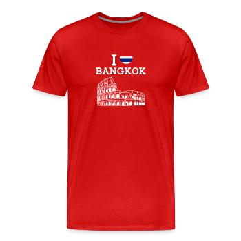 J’aime Bangkok Colisée Jeu de mots Thaïlande Drapeau du cœur - T-shirt bio Premium Homme - rouge - Devant - Damien (186cm)