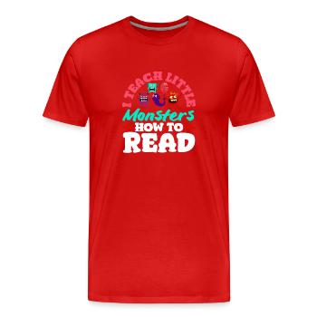 Elementary School Teacher I teach little monsters - Men's Premium Organic T-Shirt - red - Front - Damien (186cm)