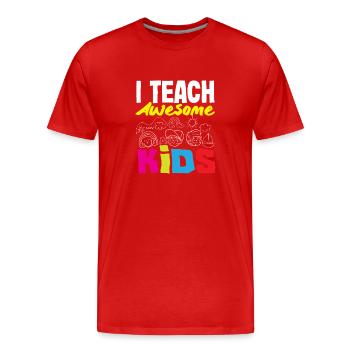 Elementary School Teacher I Teach Awesome Kids - Men's Premium Organic T-Shirt - red - Front - Damien (186cm)