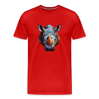 Nashorn Portrait - Männer Premium Bio T-Shirt - Rot - Vorne - Damien (186cm)