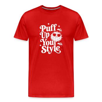Puffer fish marine life enthusiast Quirky - Men's Premium Organic T-Shirt - red - Front - Damien (186cm)