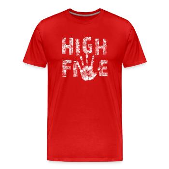 High Five - Männer Premium Bio T-Shirt - Rot - Vorne - Damien (186cm)