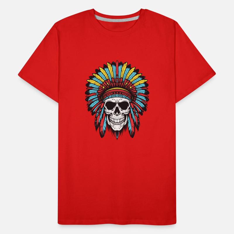 Crâne de chef indien Apache T-shirt bio Premium Homme