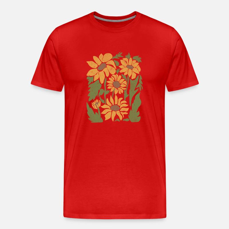 Boho Sonnenblume Wildblumen - Männer Premium Bio T-Shirt - Rot