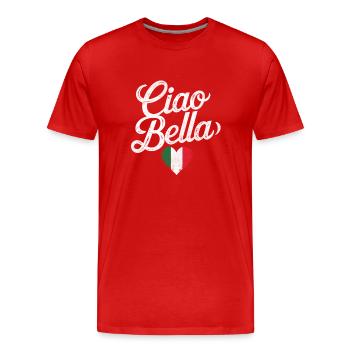Ciao Bella - Men's Premium Organic T-Shirt - red - Front - Damien (186cm)