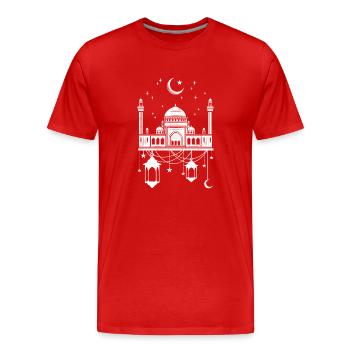 Mosquée avec croissant de lune - T-shirt bio Premium Homme - rouge - Devant - Damien (186cm)