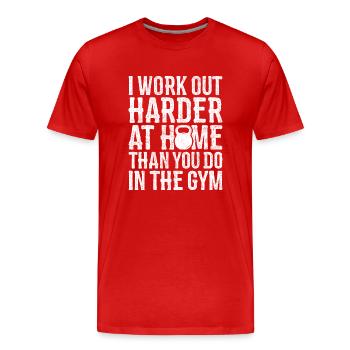 Hartes Training zuhause Fitness Motivation - Männer Premium Bio T-Shirt - Rot - Vorne - Damien (186cm)