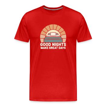 Adeptes de l’hygiène du sommeil, nuits reposantes, - T-shirt bio Premium Homme - rouge - Devant - Damien (186cm)
