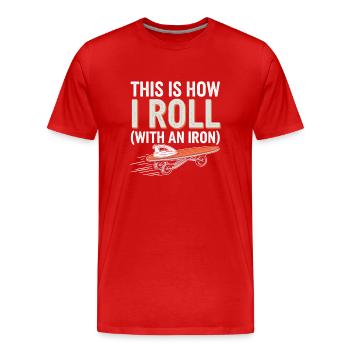 Extreme Ironing Competitive Funny - Men's Premium Organic T-Shirt - red - Front - Damien (186cm)