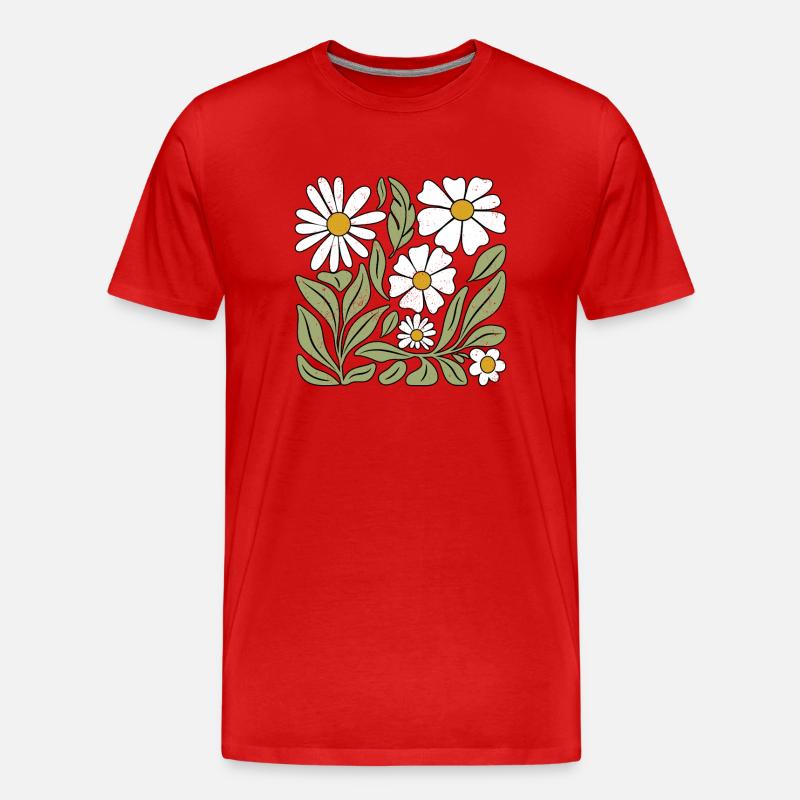 Gänseblümchen Blume Boho Blumen - Männer Premium Bio T-Shirt - Rot