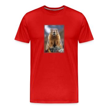 Marmots Groundhog - Men's Premium Organic T-Shirt - red - Front - Damien (186cm)