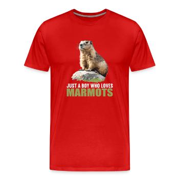 Marmottes Marmottes - T-shirt bio Premium Homme - rouge - Devant - Damien (186cm)