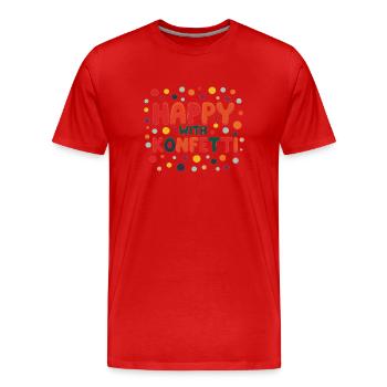 Costume de carnaval heureux avec des confettis carnaval - T-shirt bio Premium Homme - rouge - Devant - Damien (186cm)