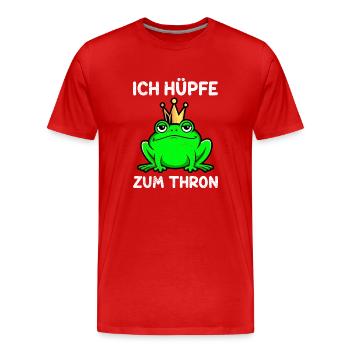 Karneval Frosch ICH HÜPFE ZUM THRON Lustiges - Männer Premium Bio T-Shirt - Rot - Vorne - Damien (186cm)
