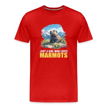 Marmottes Marmottes - T-shirt bio Premium Homme - rouge - Devant - Damien (186cm)