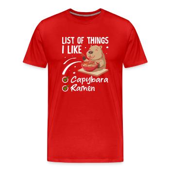Capybara and Ramen – Perfect Combination - Men's Premium Organic T-Shirt - red - Front - Damien (186cm)